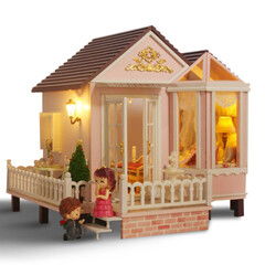 diy小屋 智趣屋 甜蜜約定 別墅 帶聲控 6件 堆糖,美好生活研究所