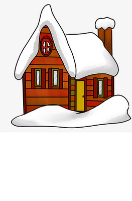 冬季雪花積雪小屋